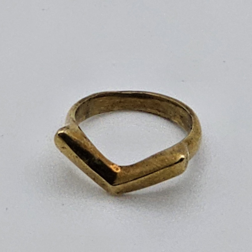Vintage Brass Gold Toned V Chevron Ring